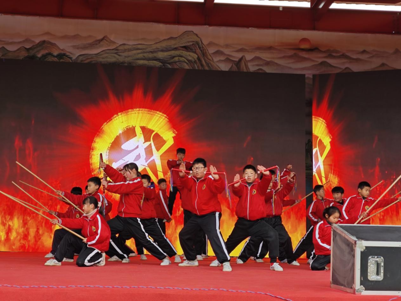 小学生表演武术。人民网 王绍绍摄